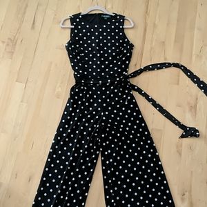 Wide leg polka dot jumpsuit
